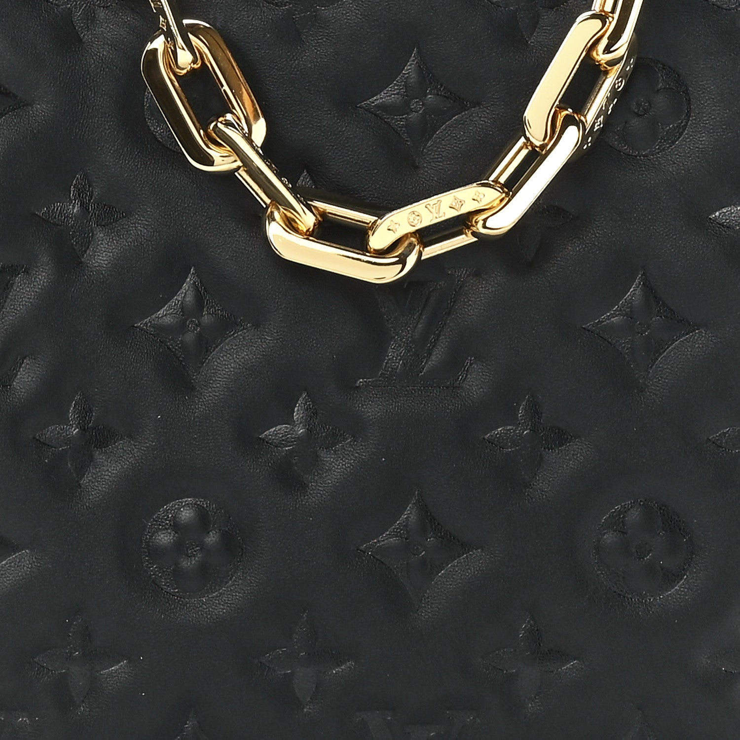 Louis Vuitton Lambskin Embossed Monogram Coussin PM Black 8 of 11