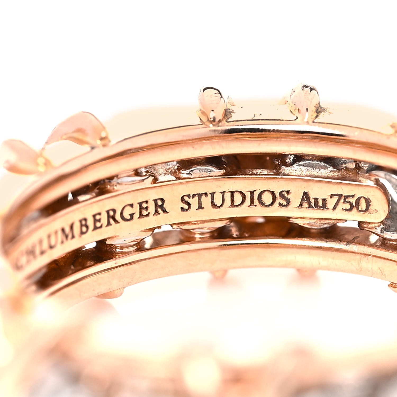Tiffany 18K Rose Gold Platinum Diamond Schlumberger Sixteen Stone Ring 48 4.5 5 of 6