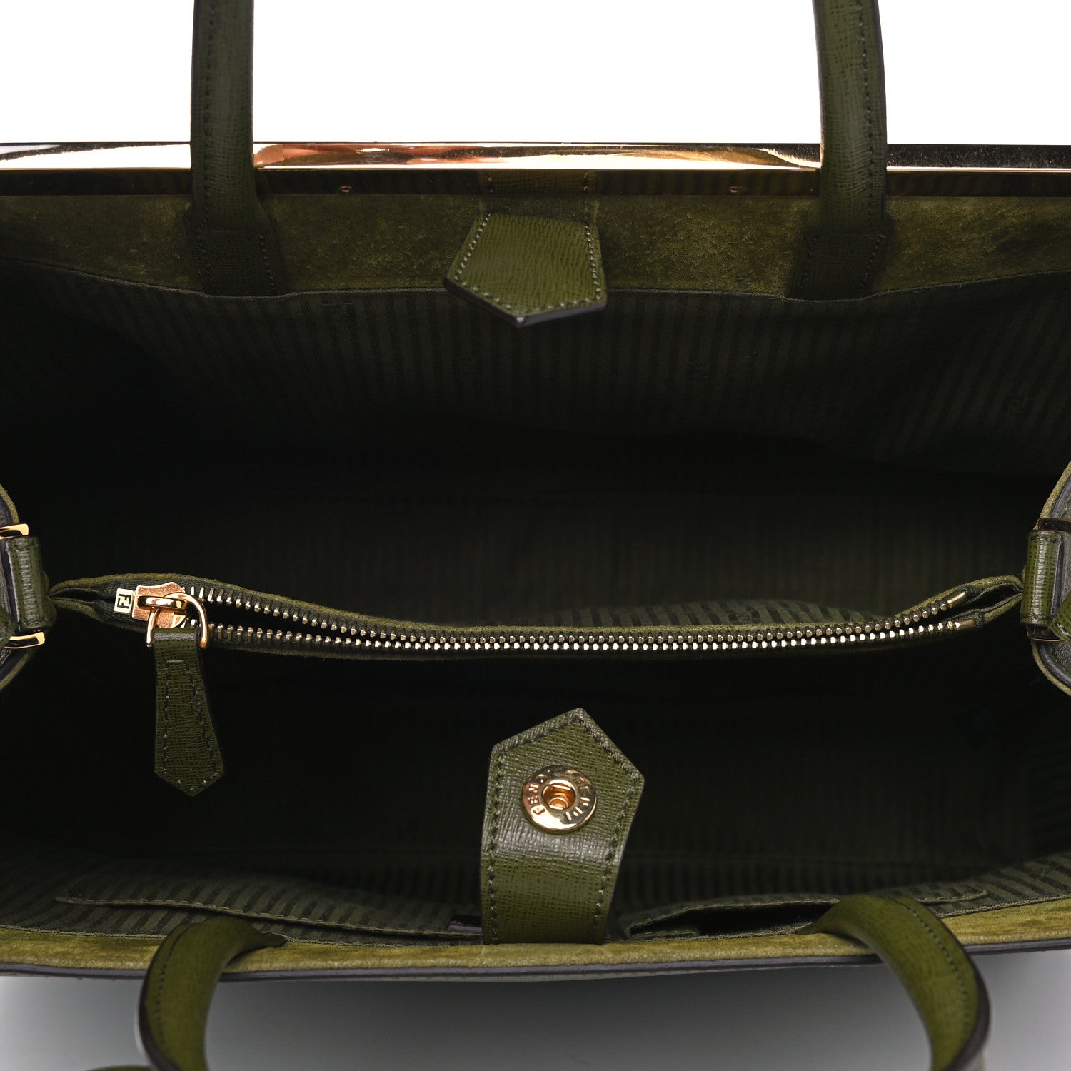 Fendi Vitello Elite Flamingo Regular 2Jours Tote Oliva 4 of 4