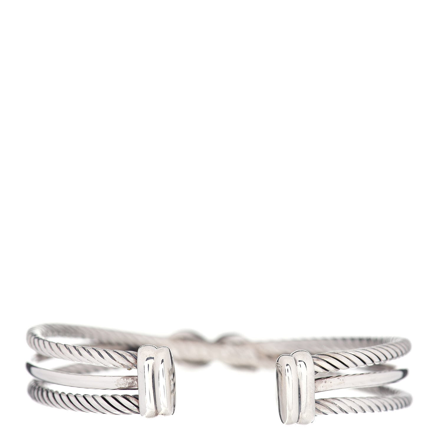David Yurman Sterling Silver Diamond 7mm Crossover X Bracelet 3 of 4
