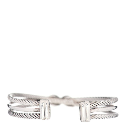 David Yurman Sterling Silver Diamond 7mm Crossover X Bracelet 3 of 4
