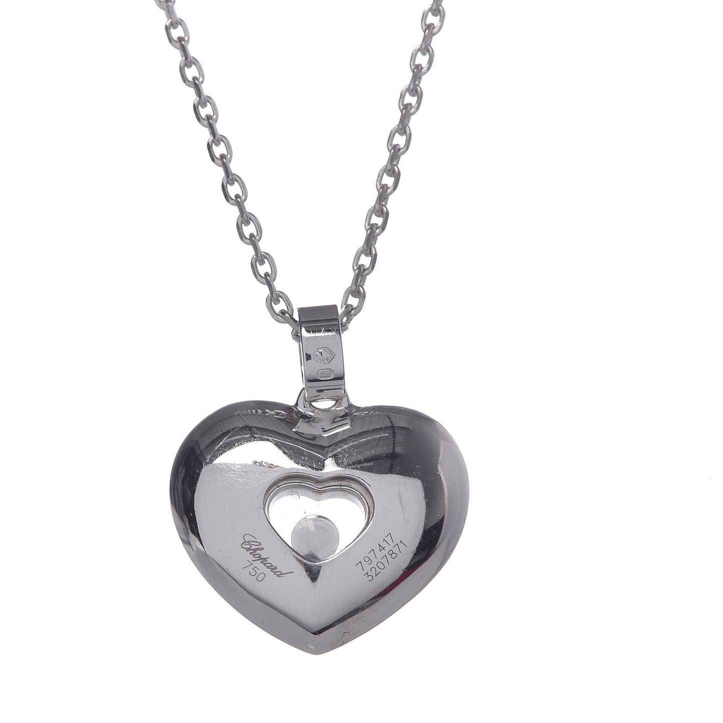 18K White Gold Diamond Happy Diamonds Pave Heart Pendant Necklace