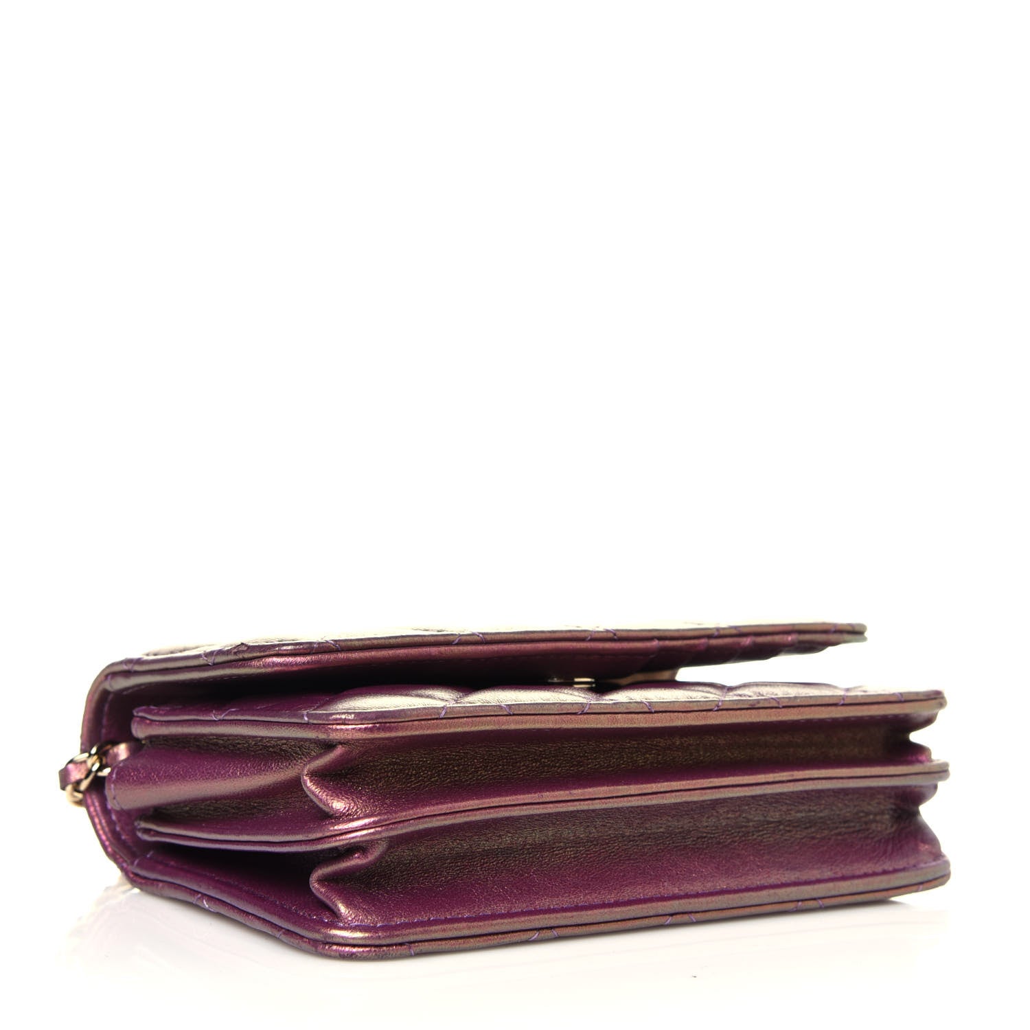 Chanel Iridescent Lambskin Quilted Mini Wallet On Chain WOC Purple 4 of 12