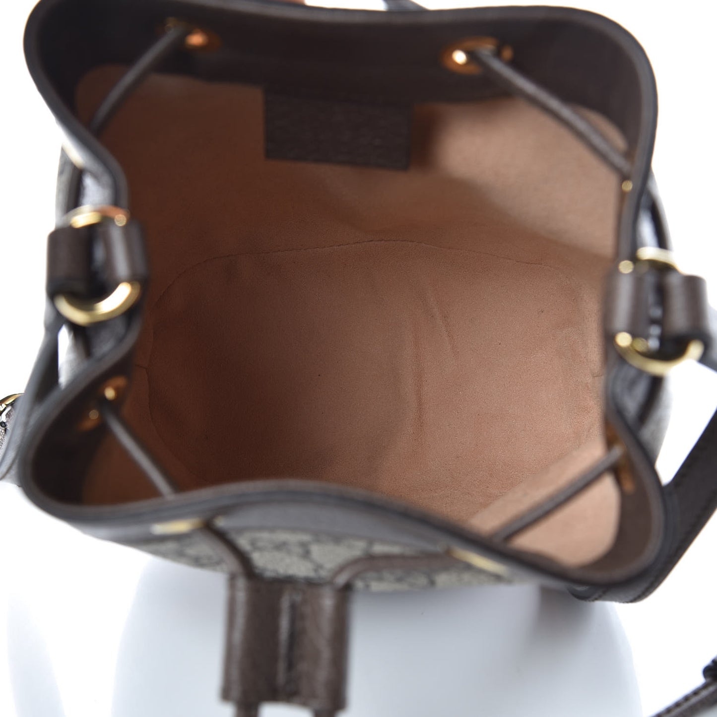 GG Supreme Monogram Web Mini Ophidia Bucket Bag Brown