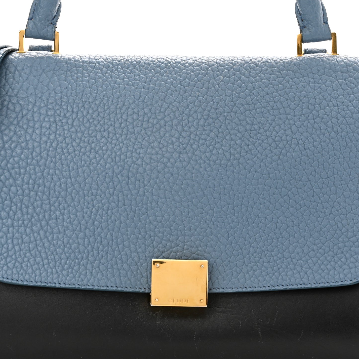 Soft Grained Calfskin Nubuck Small Tri-Color Trapeze Black Blue Tan