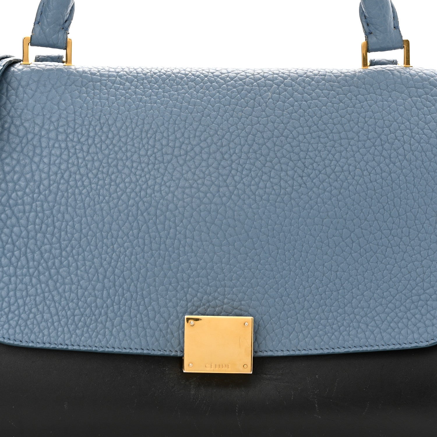 Celine Soft Grained Calfskin Nubuck Small Tri-Color Trapeze Black Blue Tan 7 of 17