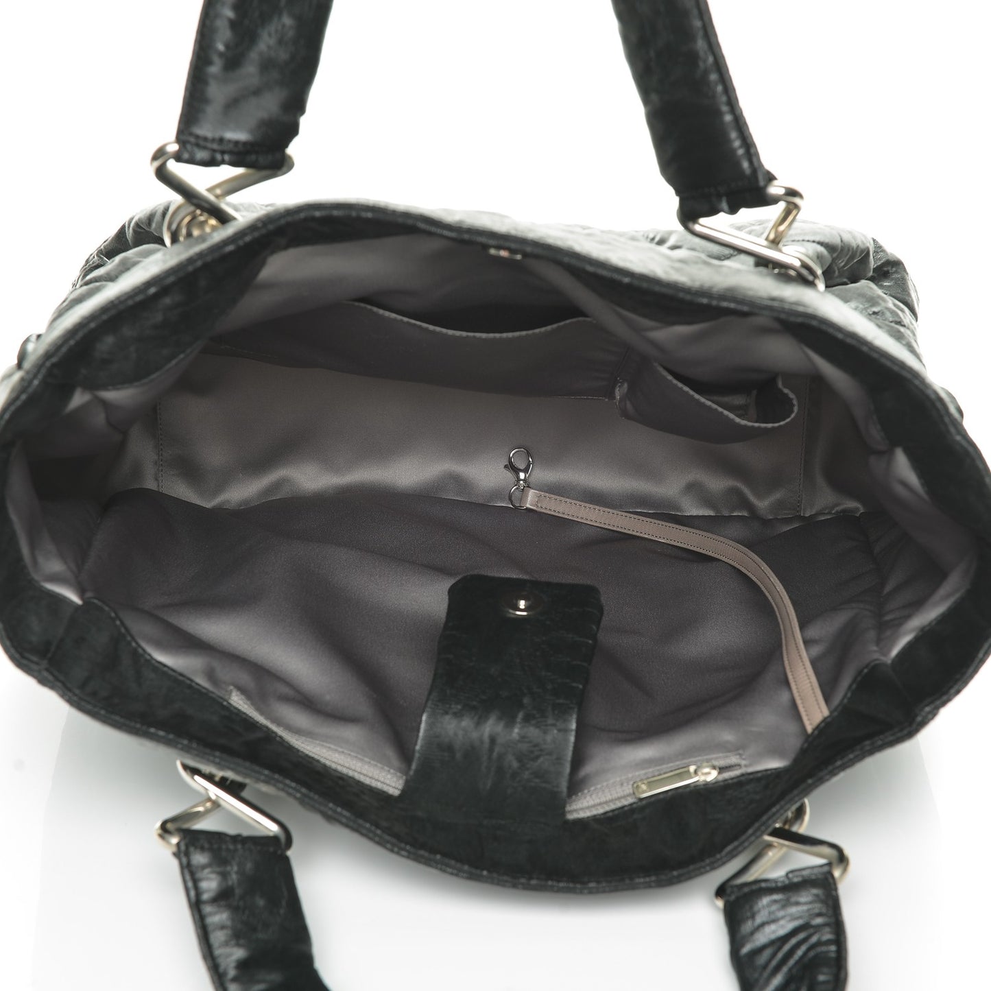 Crinkled Coated Canvas Le Marais Large Tote Black