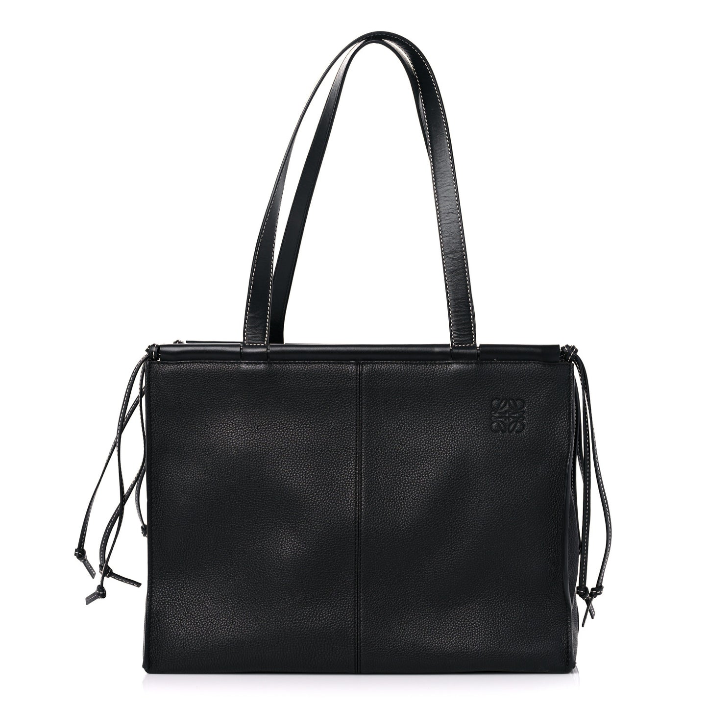 Grained Calfskin Small Cushion Tote Black