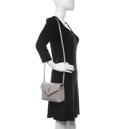 Saint Laurent Calfskin Y Quilted Monogram Toy Loulou Satchel Granite 2 of 9