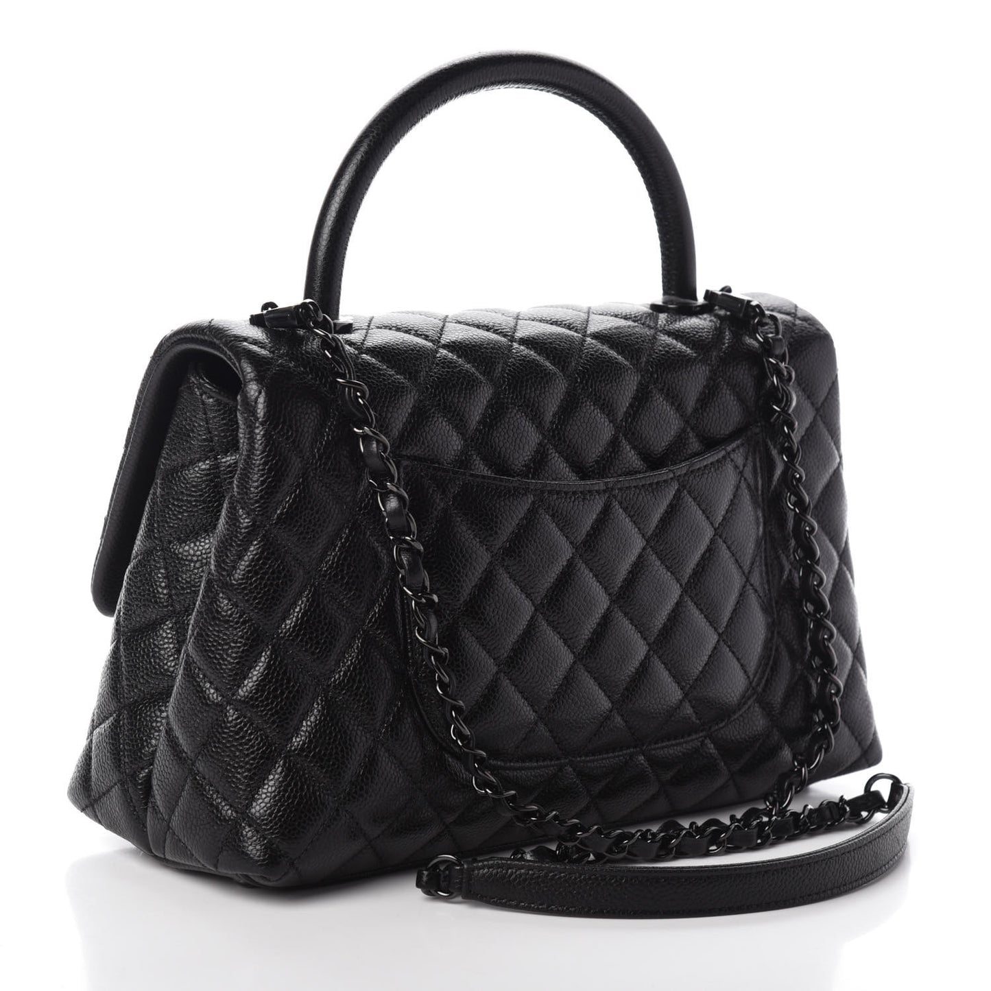 Caviar Quilted Small Coco Handle Flap So Black