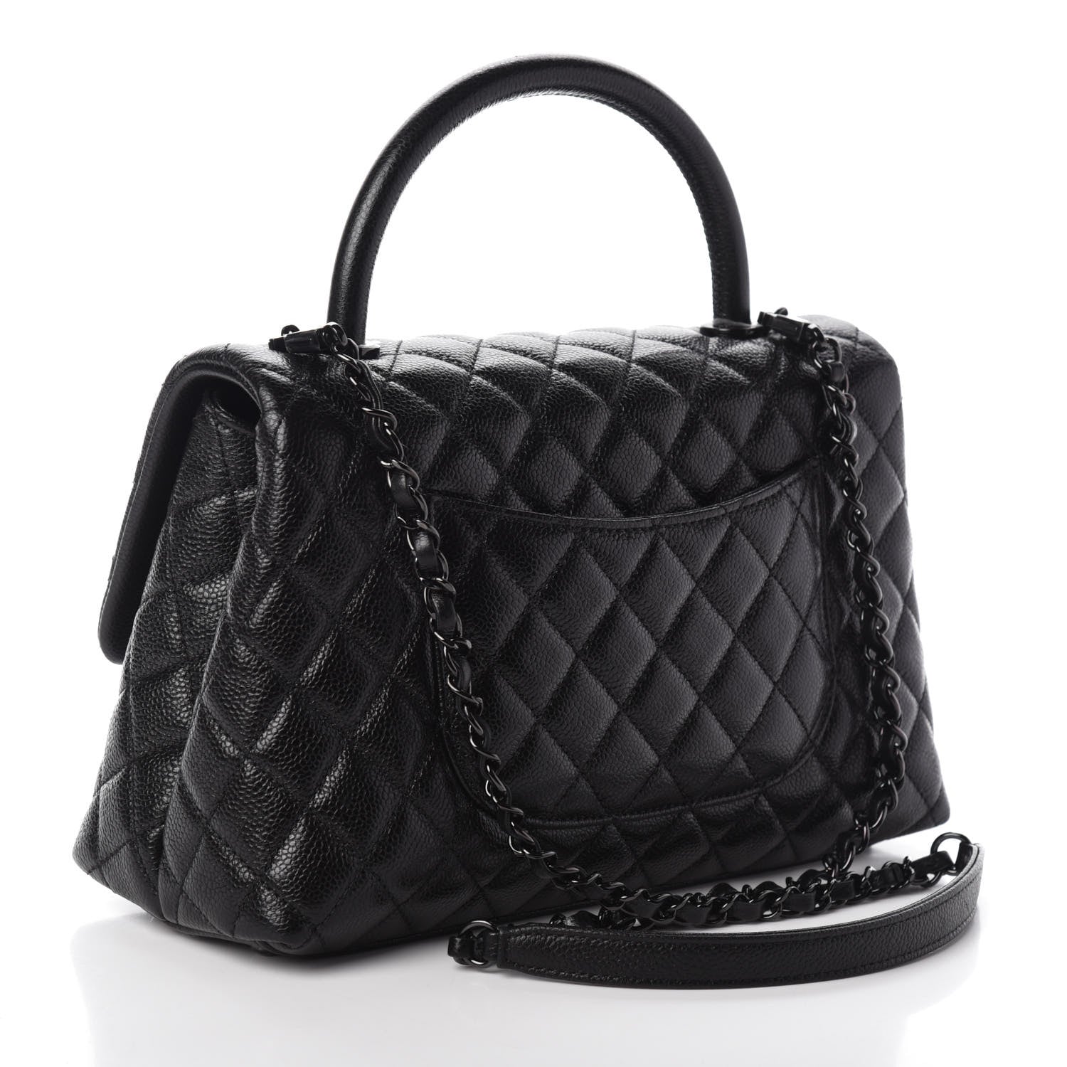 Chanel Caviar Quilted Small Coco Handle Flap So Black 4 of 11