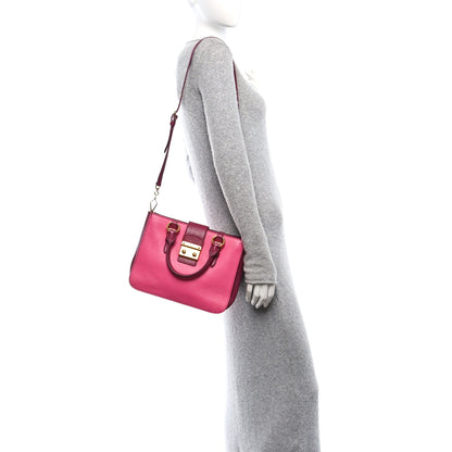 Miu Miu Goatskin Madras Bi-Color Shopping Tote Pink Malva 2 of 10