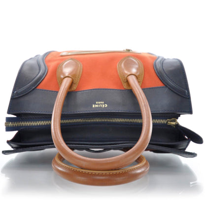 Celine Leather and Linen Mini Luggage Tri-Color Poppy 5 of 10