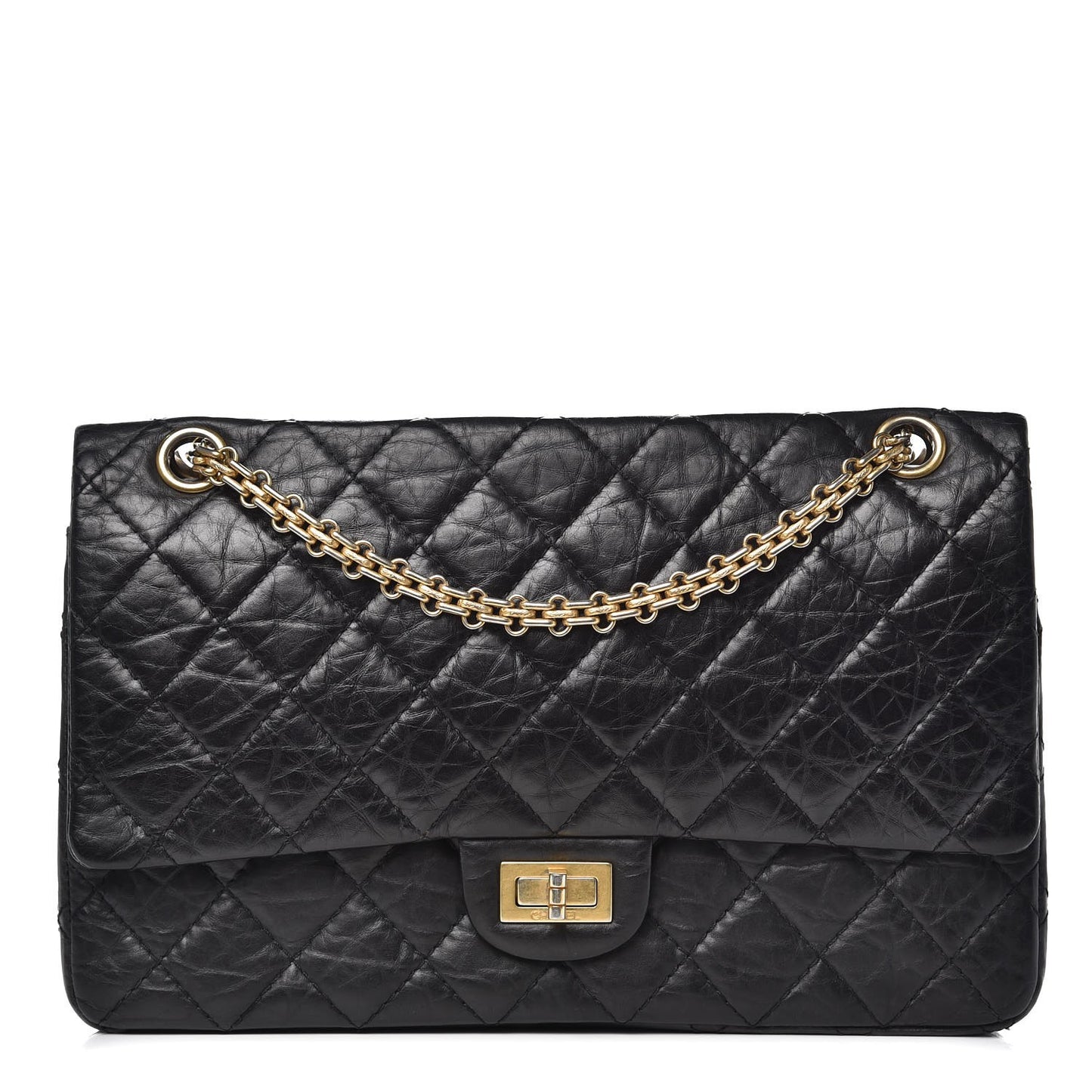 Aged Calfskin Quilted 2.55 Reissue 226 Flap Black