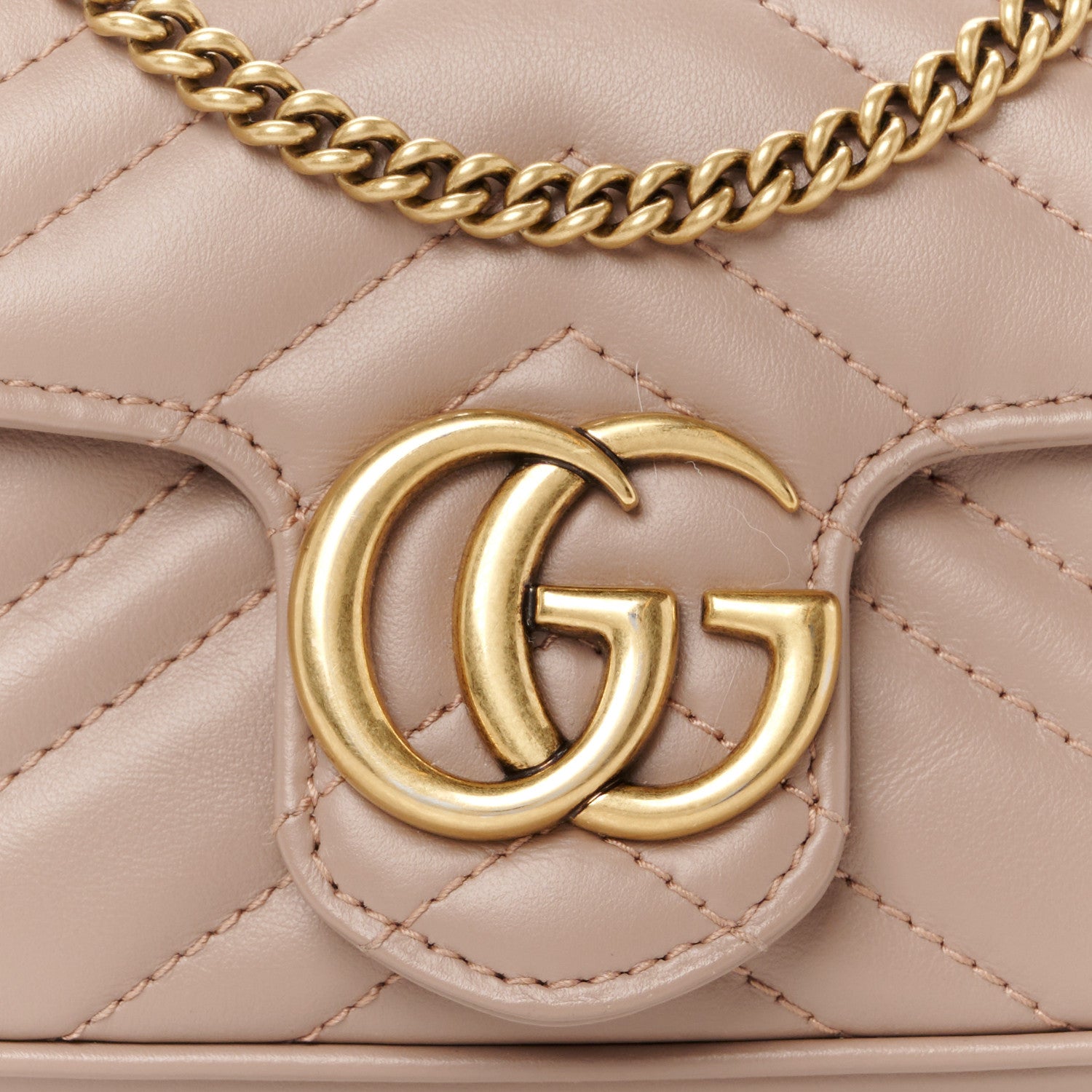 Gucci Calfskin Matelasse Super Mini GG Marmont Shoulder Bag Porcelain Rose 8 of 10
