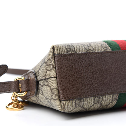 Gucci GG Supreme Monogram Textured Dollar Calfskin Web Small Ophidia Dome Shoulder Bag Beige Ebony New Acero 6 of 10