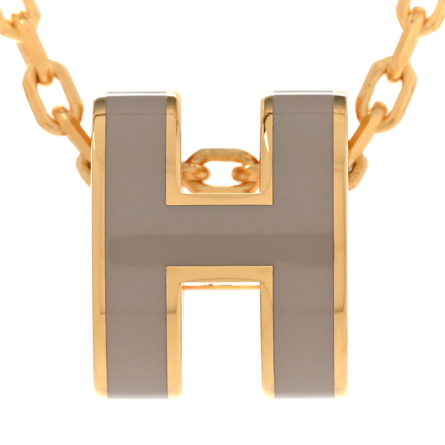 Lacquered Gold Mini Pop H Pendant Necklace Marron Glace