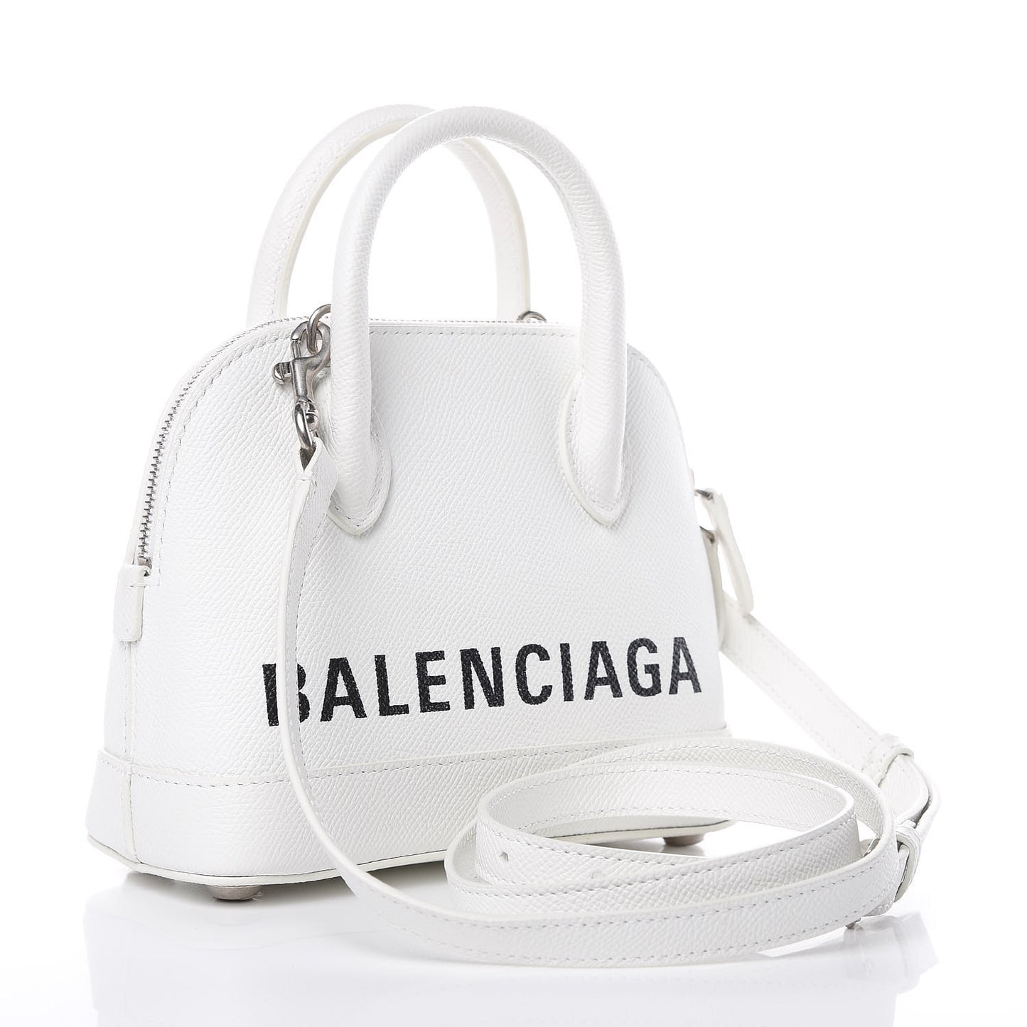 Grained Calfskin XXS Ville Top Handle Bag White Black