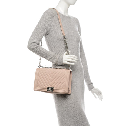 Chanel Calfskin Chevron New Medium Boy Flap Light Pink 2 of 7