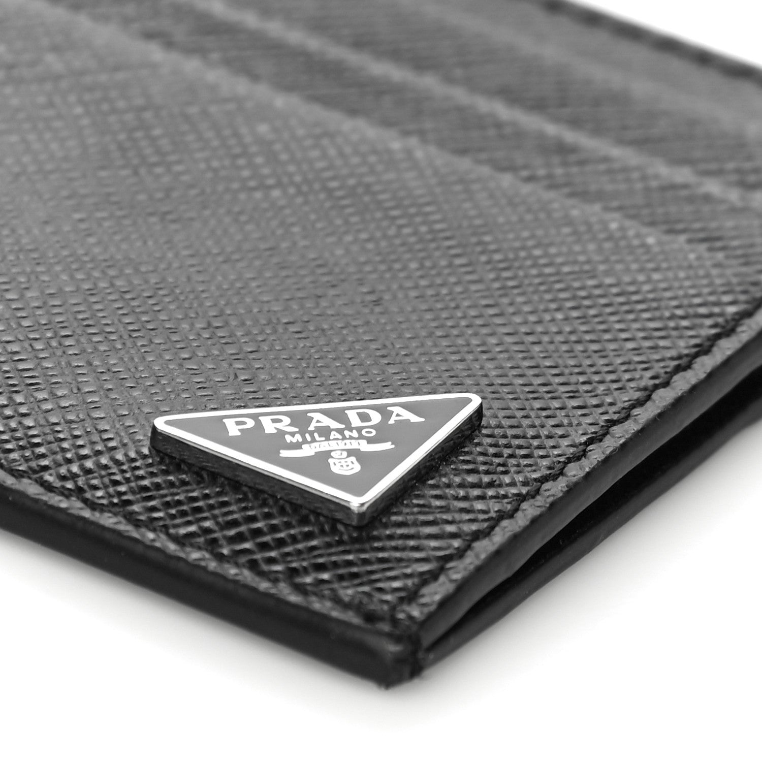Prada Saffiano Triangle Card Case Black 6 of 10