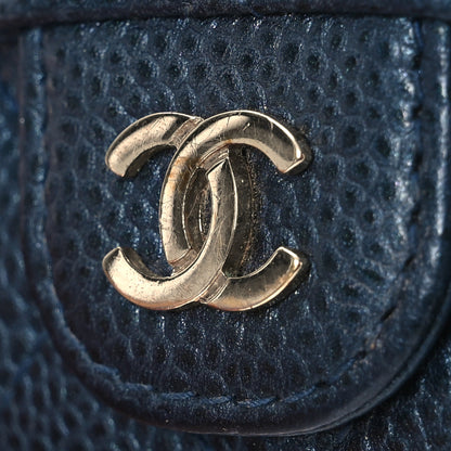 Chanel Metallic Caviar Quilted Flap Card Holder Dark Blue 10 of 13
