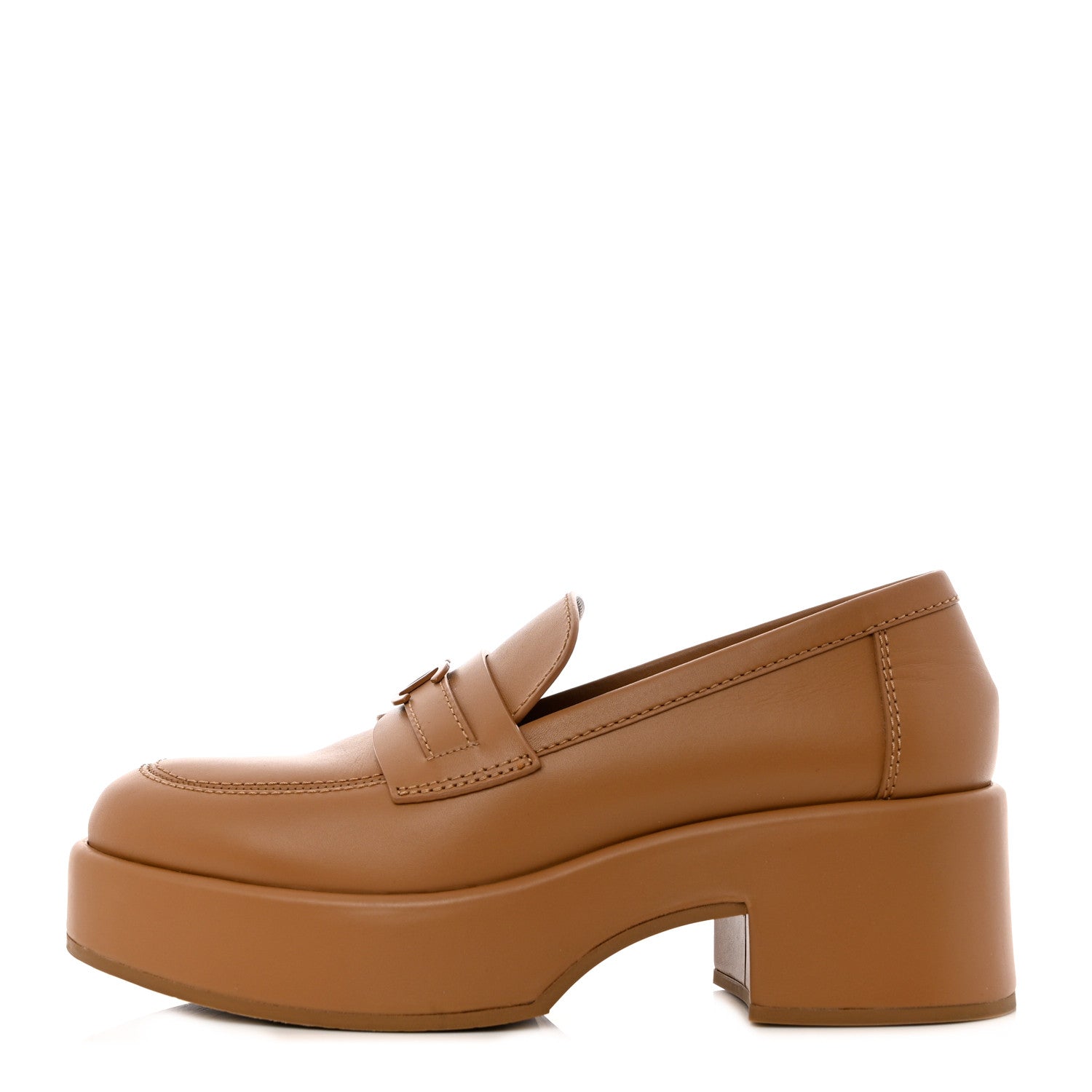 Chanel Calfskin CC Platform Loafers 37.5 Beige 1 of 9