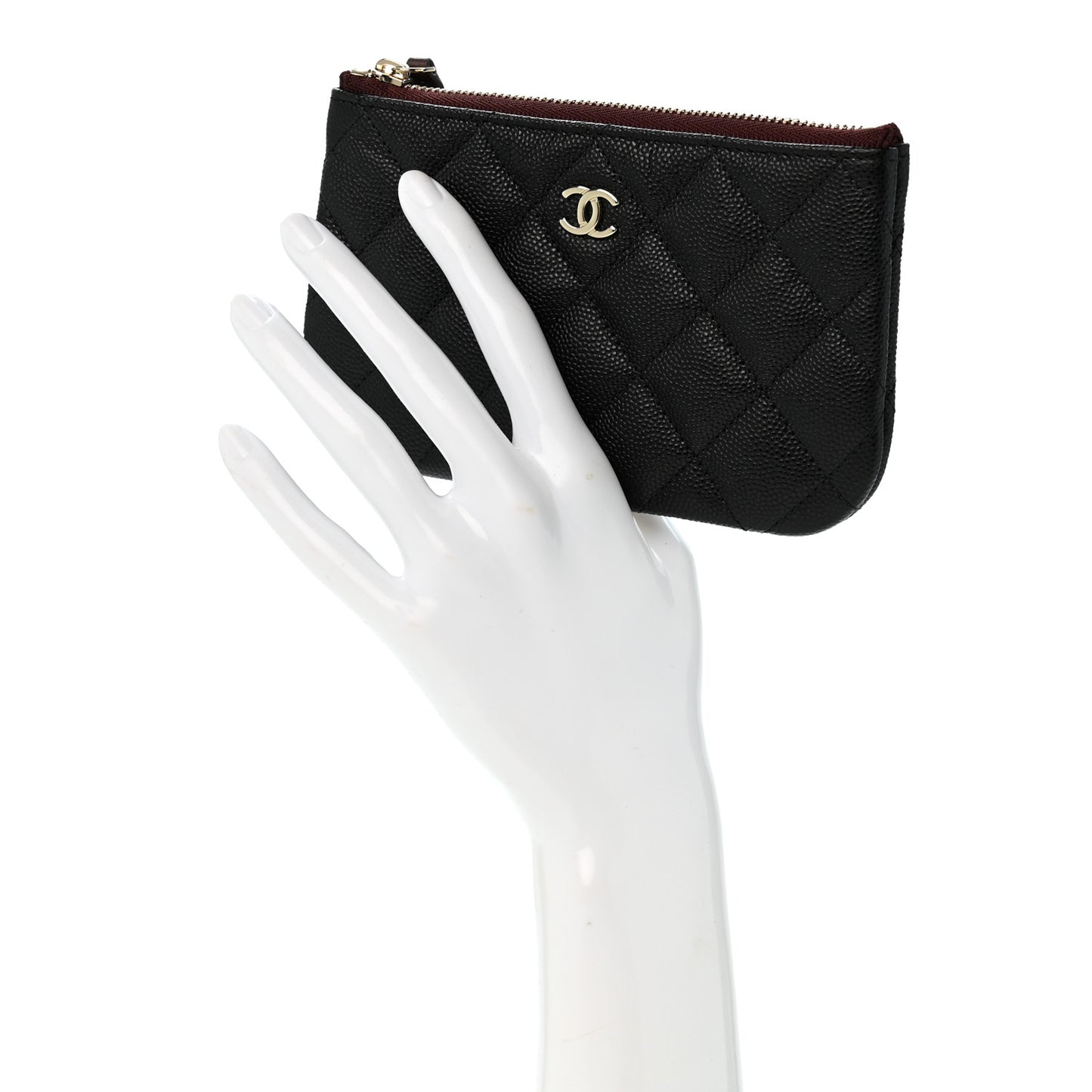 Caviar Quilted Small Cosmetic Case Black