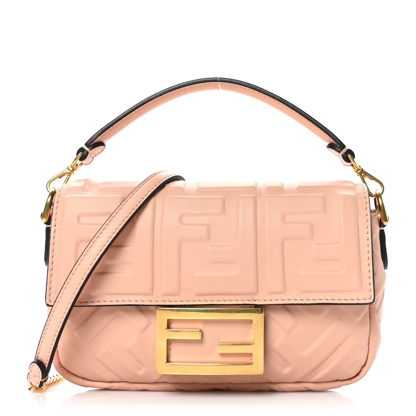 Nappa FF 1974 Embossed Mini Baguette Light Rose