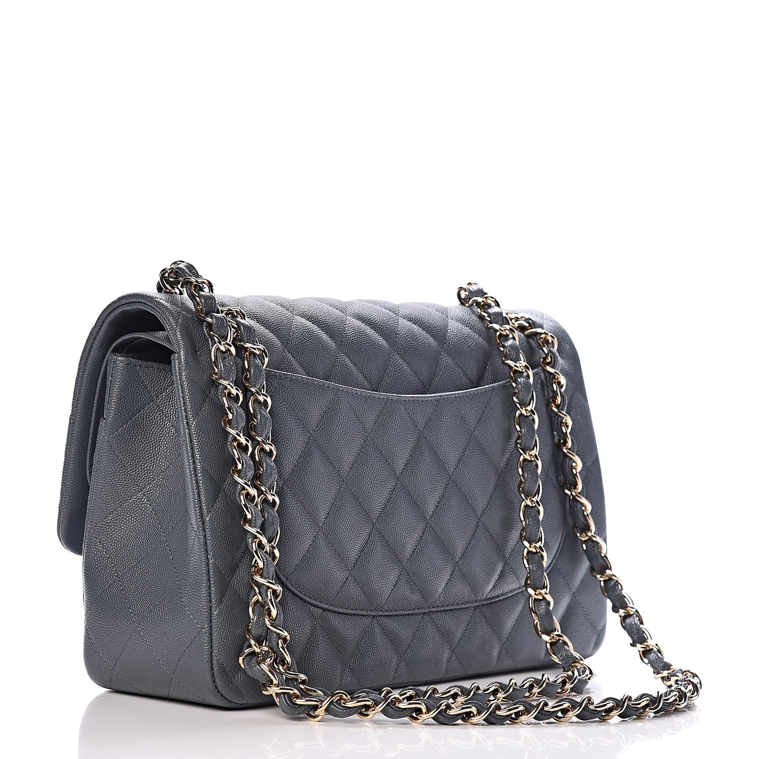 Chanel Caviar Quilted Jumbo Double Flap Dark Grey 3 of 10