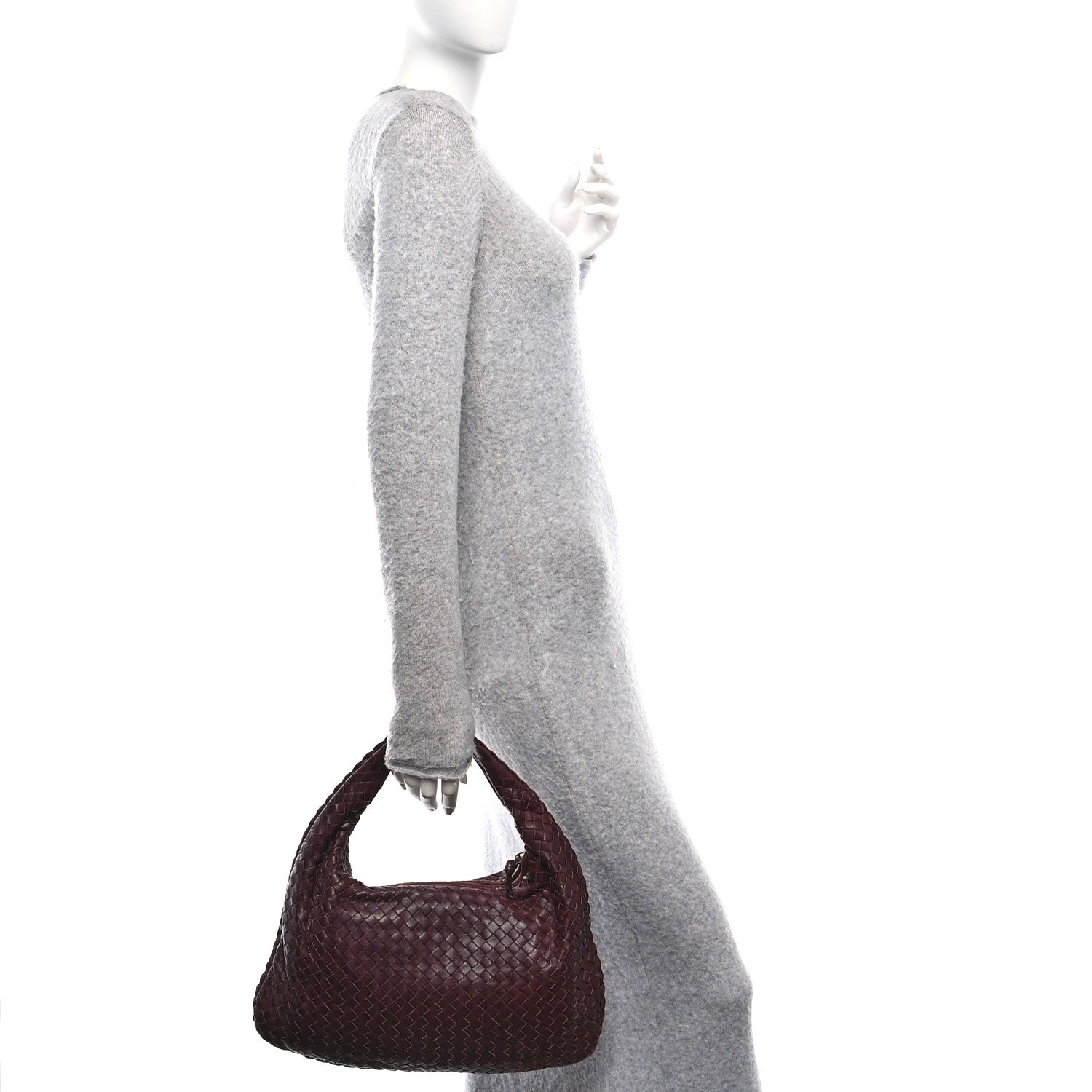 Bottega Veneta Nappa Intrecciato Medium Veneta Hobo Dark Red 2 of 11