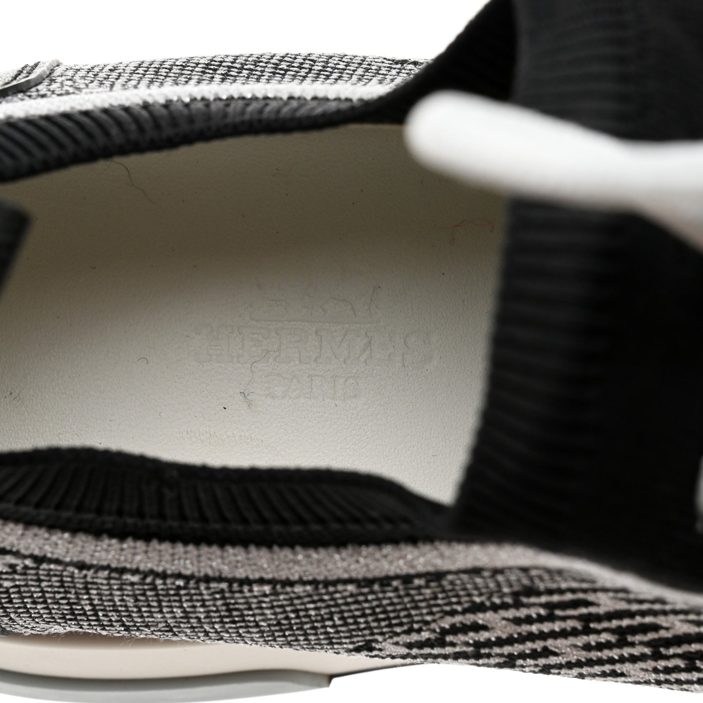 Knit Calfskin Suede Goatskin Bi-Color Womens Addict Sneakers 37.5 Black White