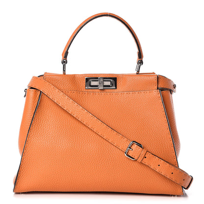 Fendi Cuoio Romano Selleria Bi-Color Medium Peekaboo Iconic Satchel Orange Stone 1 of 9