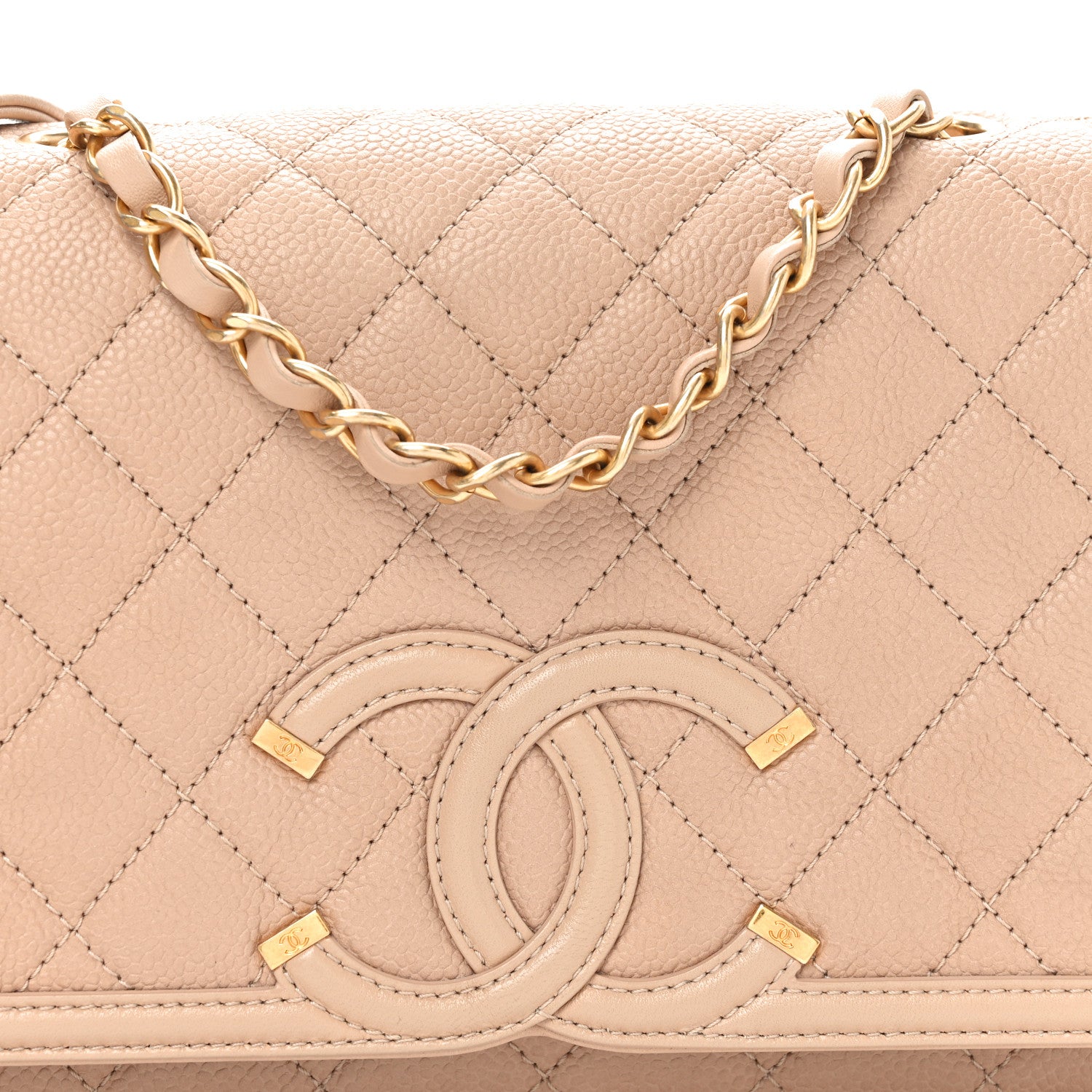 Chanel Caviar Quilted Medium CC Filigree Flap Beige 8 of 11