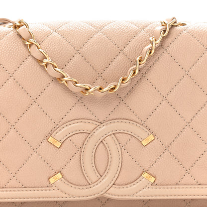 Chanel Caviar Quilted Medium CC Filigree Flap Beige 8 of 11