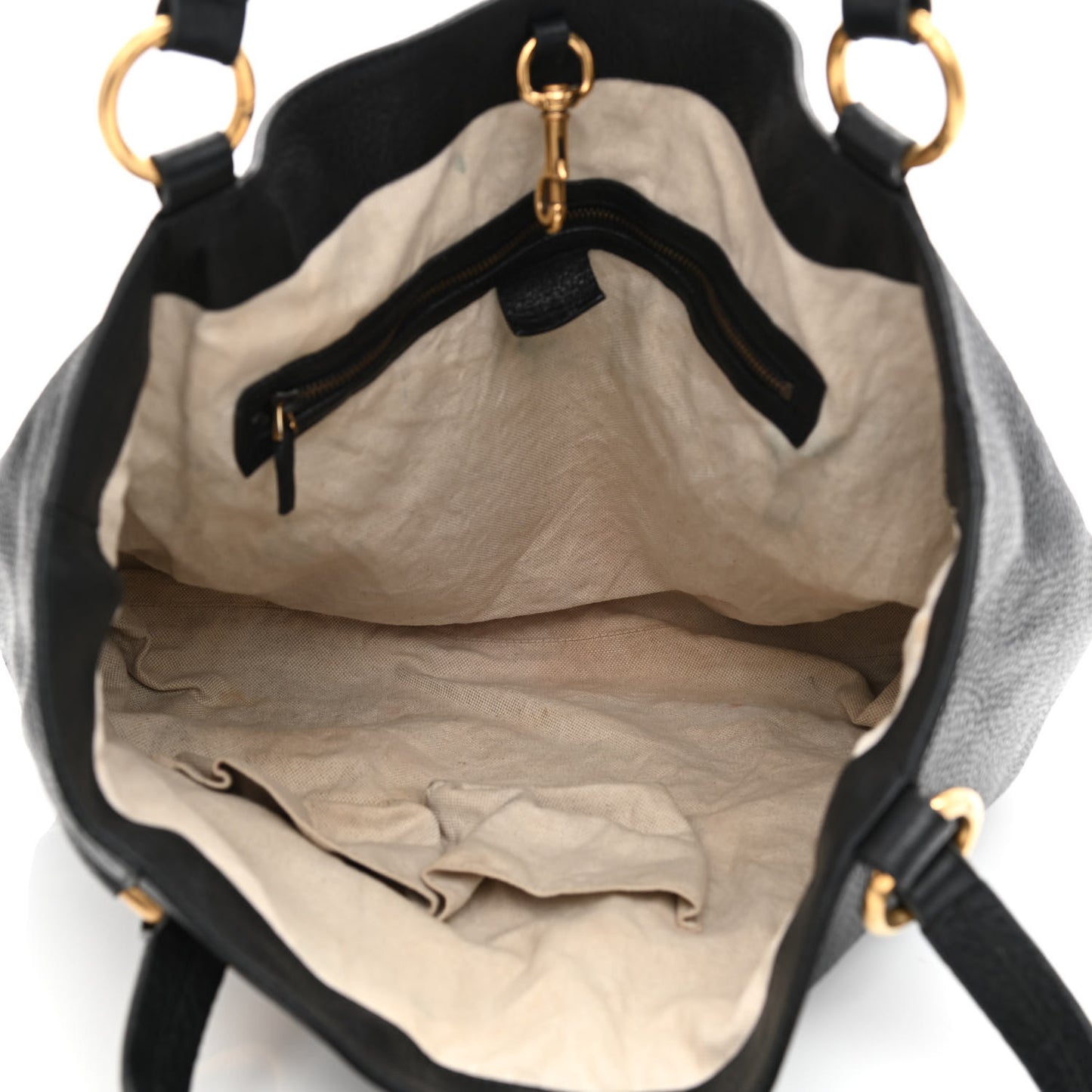 Pebbled Calfskin Twill Medium Tote Black