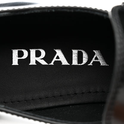 Prada Spazzolato Metal Triangle Logo 50mm Loafers 37 Black 8 of 9