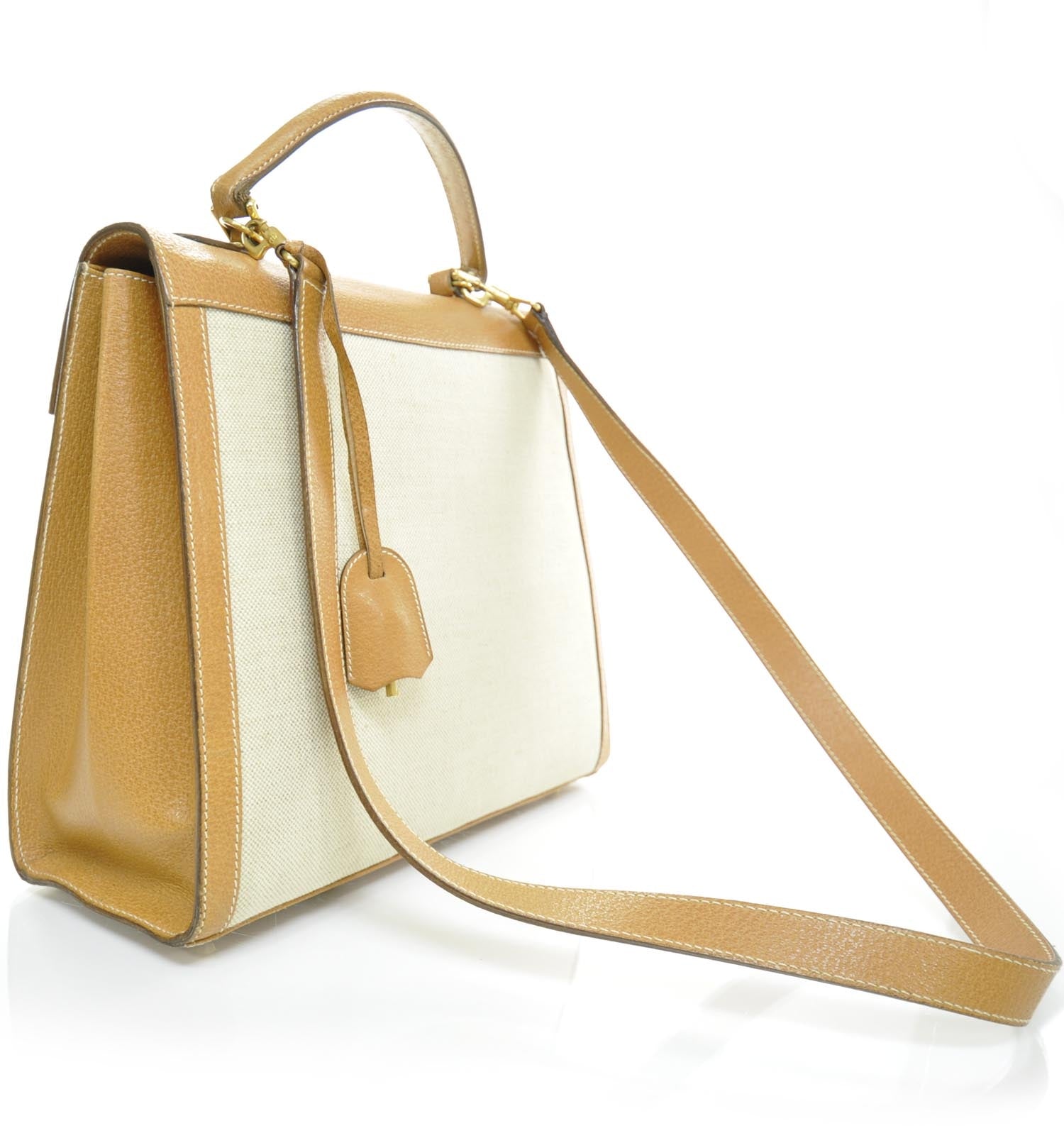 Gucci Canvas Leather Kelly Bag 2 of 9