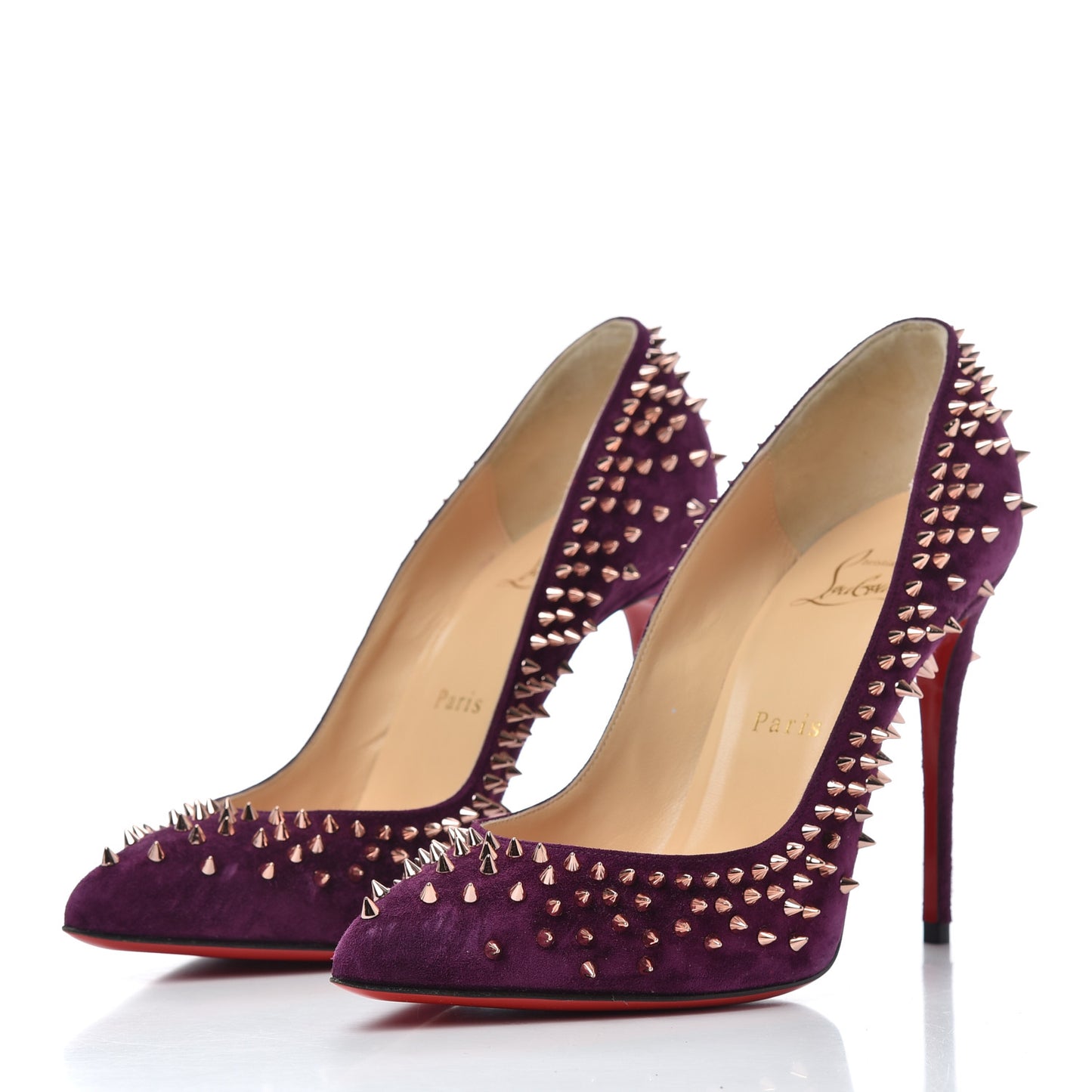 Veau Velours Studded Escarpic 100 Pumps 37.5 Merlot Copper