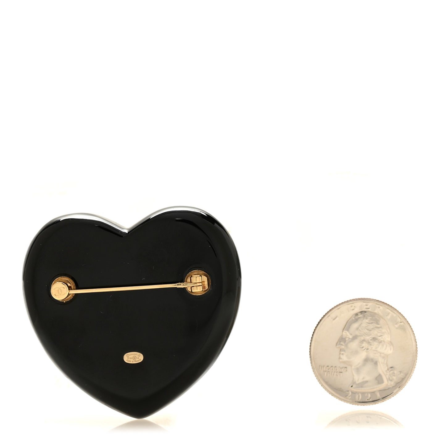 Resin Crystal CC Heart Brooch Black Multicolor
