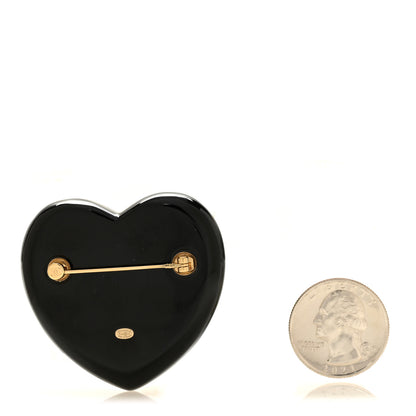 Chanel Resin Crystal CC Heart Brooch Black Multicolor 2 of 4