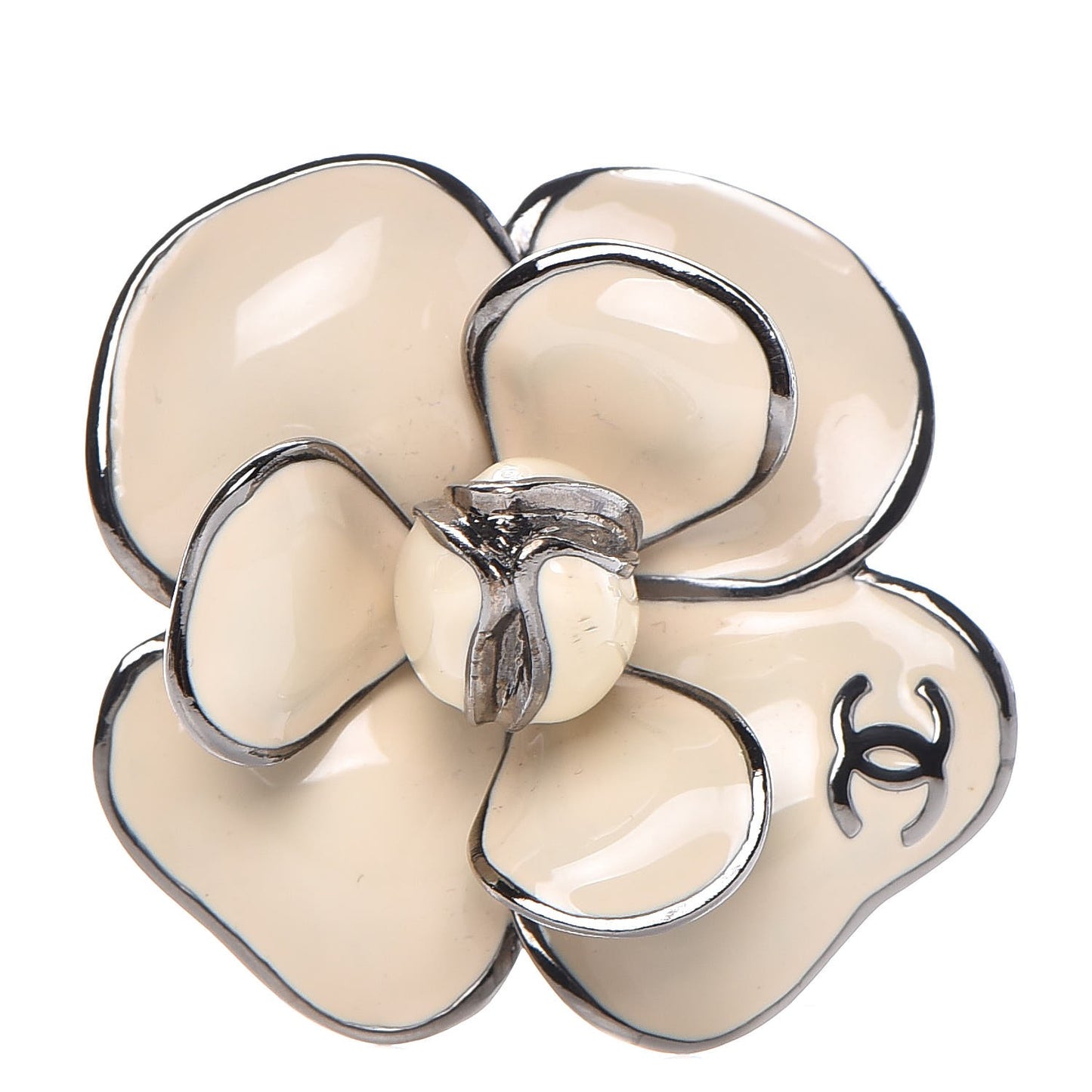 Enamel Camellia Brooch White