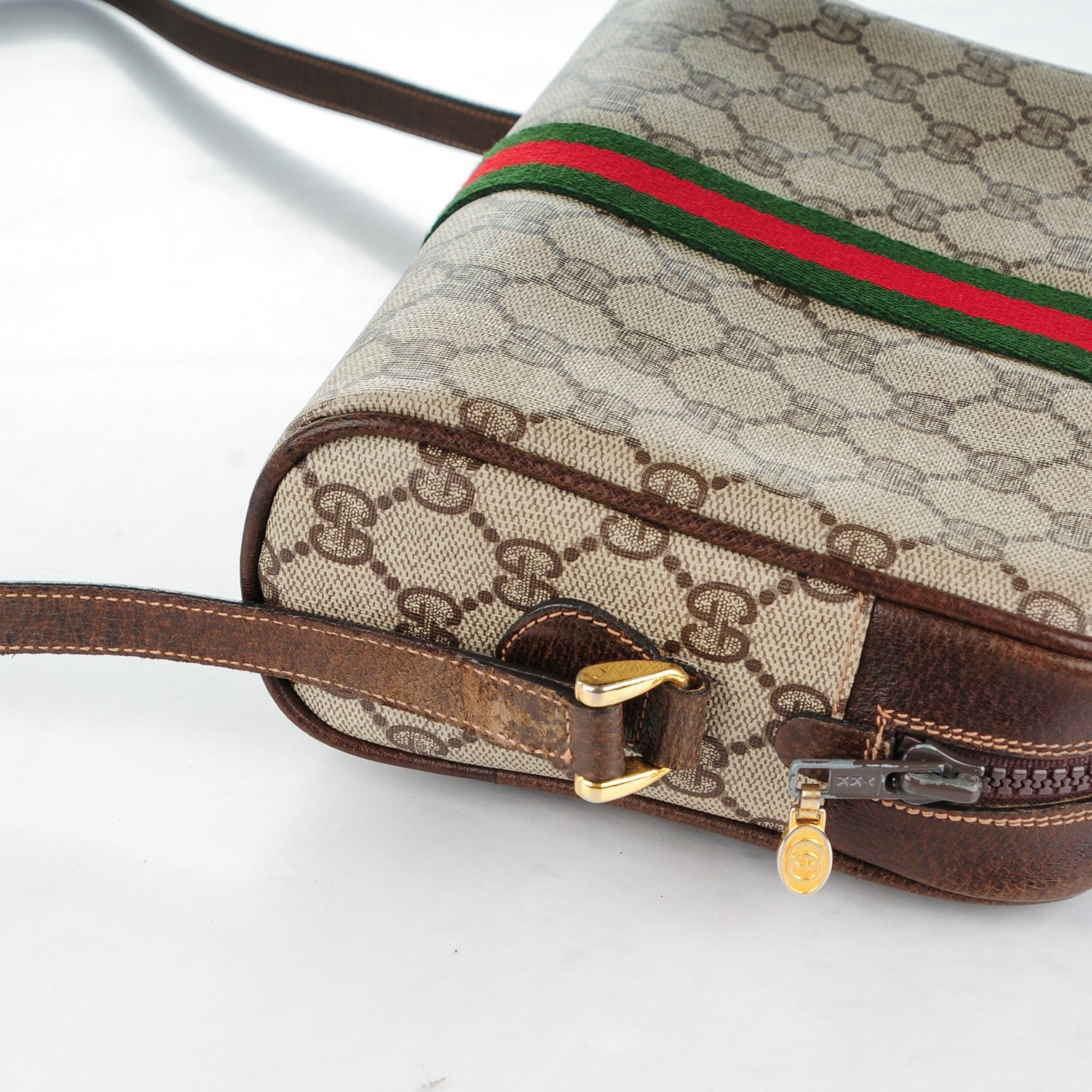 Gucci Coated Canvas Monogram Web Small Shoulder Bag Dark Brown 6 of 8