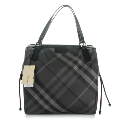 Burberry Nylon Check Small Buckleigh Packable Tote Charcoal 1 of 8
