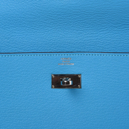 Hermes Chevre Mysore Kelly Longue Wallet Bleu Azteque 6 of 9