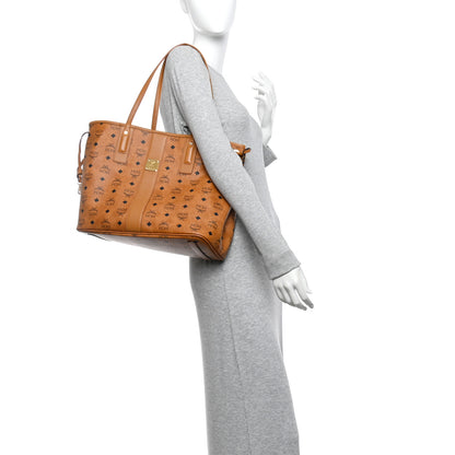 MCM Visetos Medium Liz Reversible Shopper Tote Cognac 2 of 16