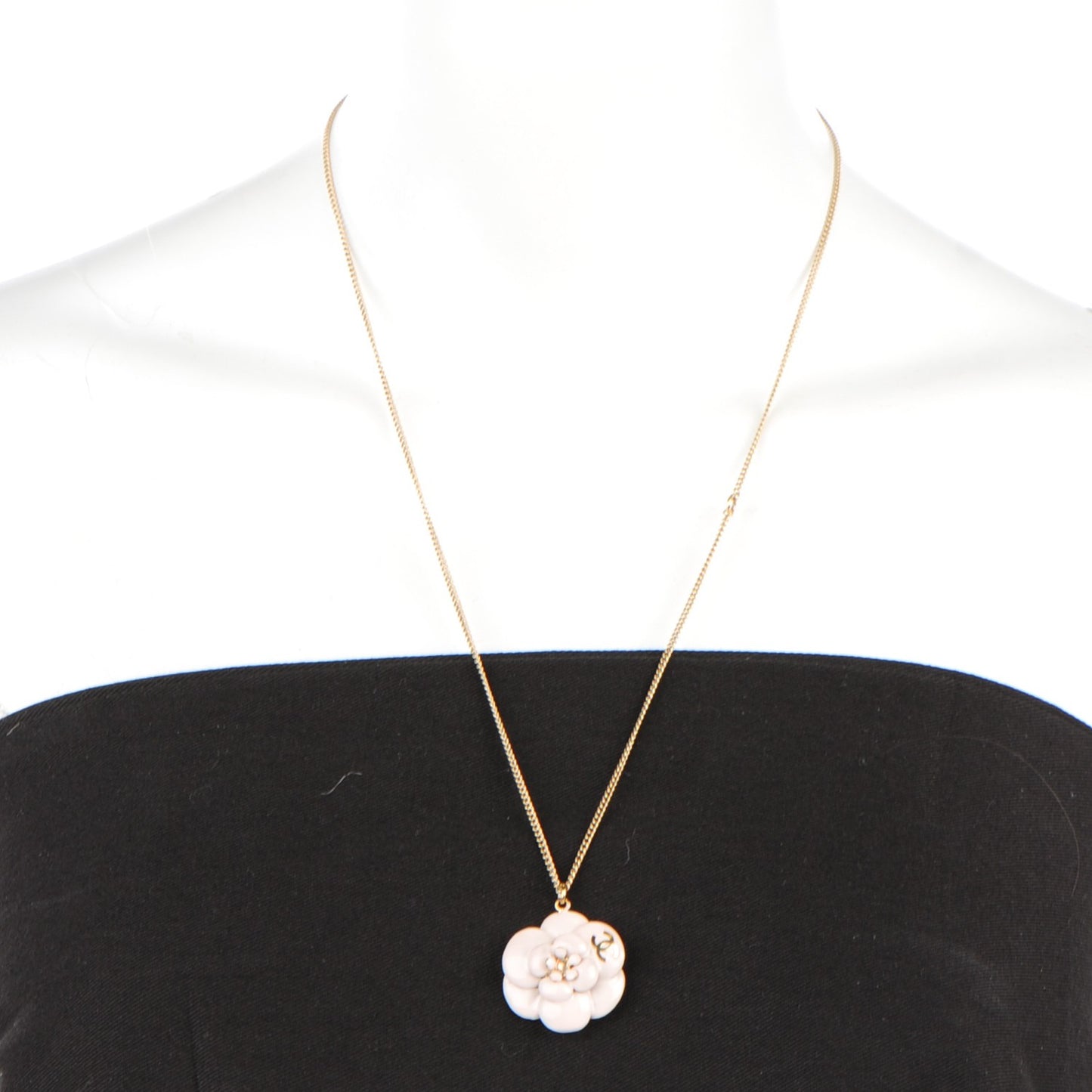 Enamel CC Camellia Pendant Necklace Gold