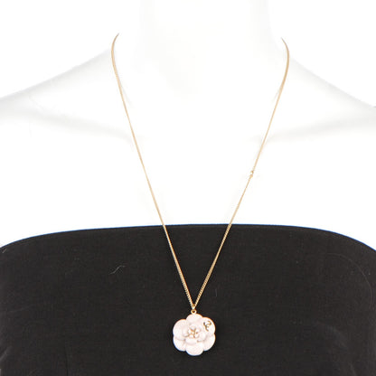 Chanel Enamel CC Camellia Pendant Necklace Gold 3 of 4