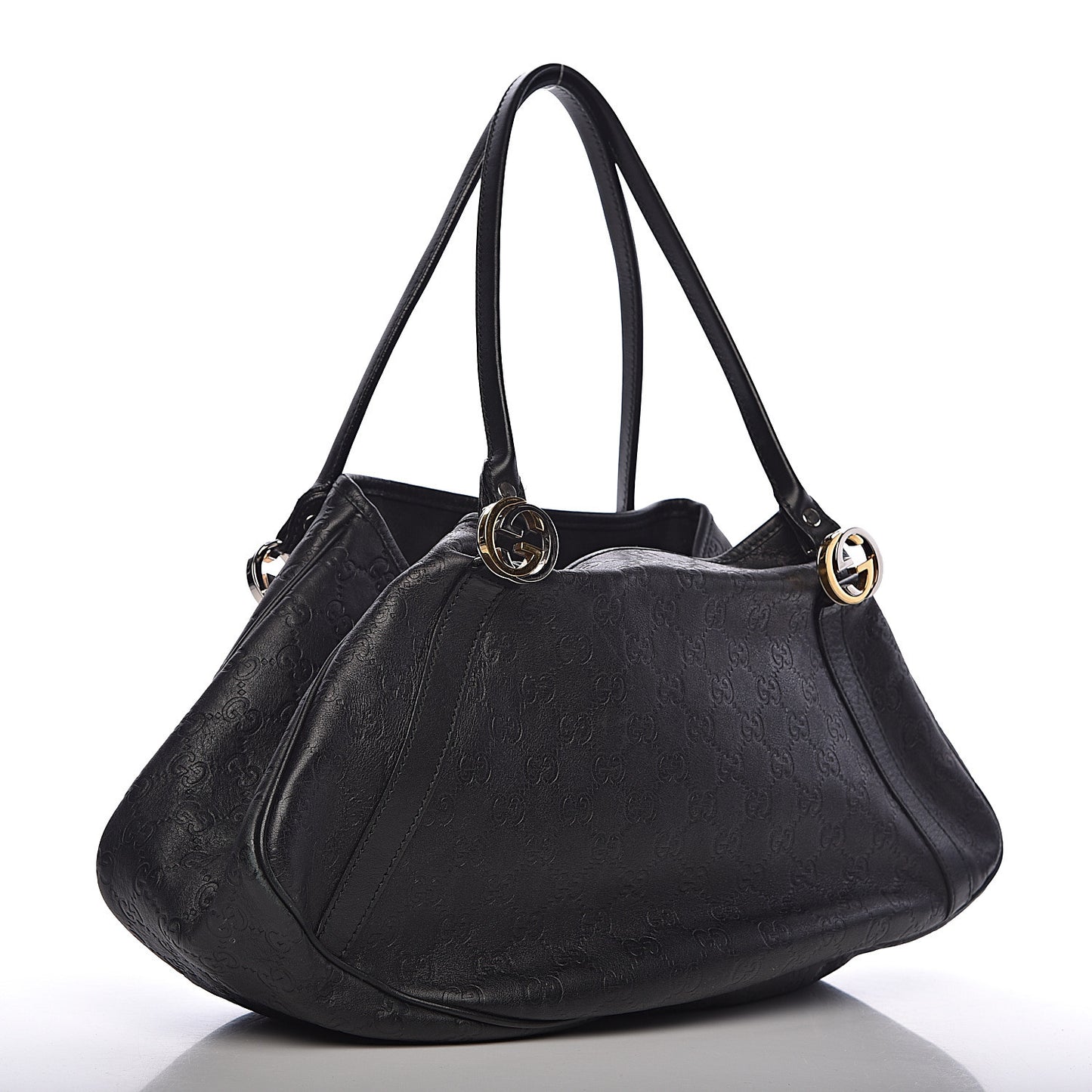 Guccissima Medium GG Twins Shoulder Bag Black