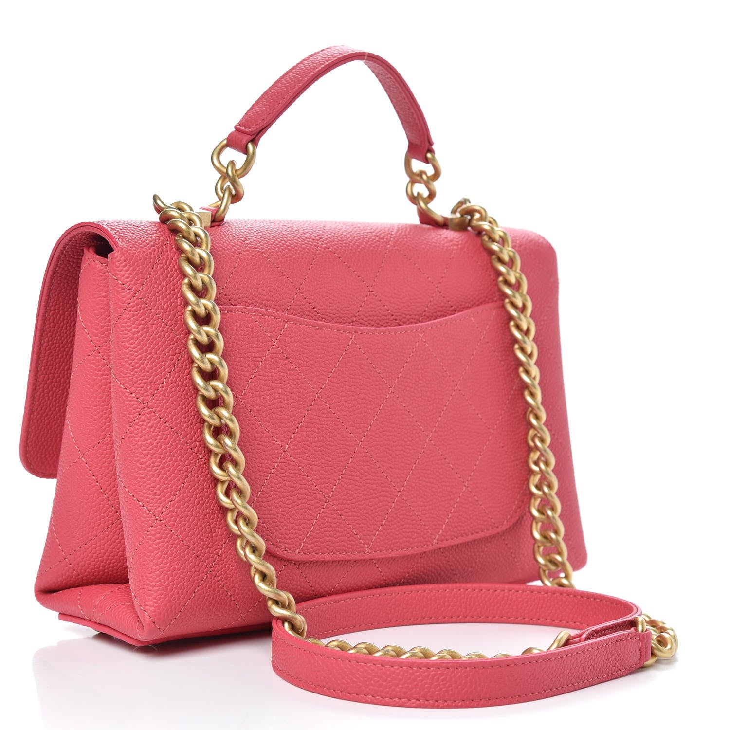 Chanel Caviar Diamond Stitched Small Top Handle Flap Pink 3 of 10