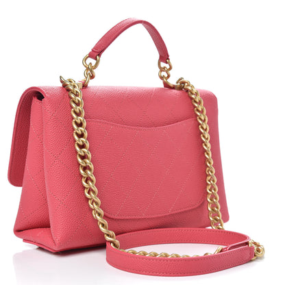 Chanel Caviar Diamond Stitched Small Top Handle Flap Pink 3 of 10